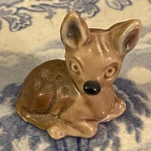 Porcelain Fawn Red Rose Tea Figurine